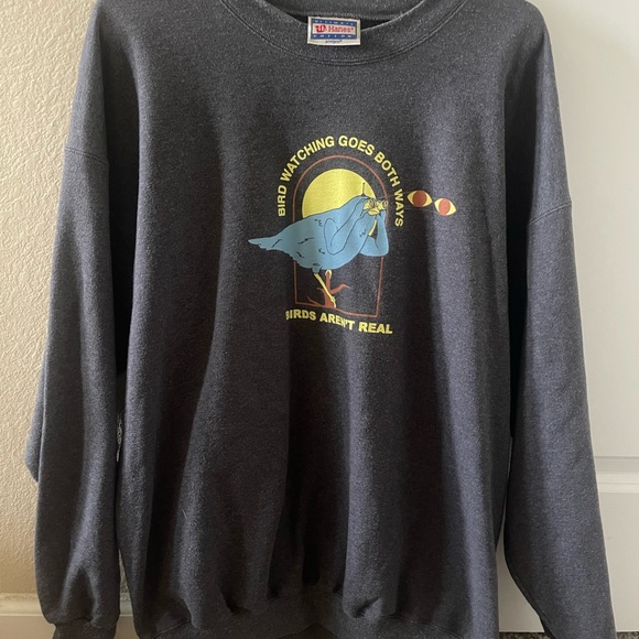 Hanes Dark Gray Graphic Crewneck Sweater - Picture 1 of 5